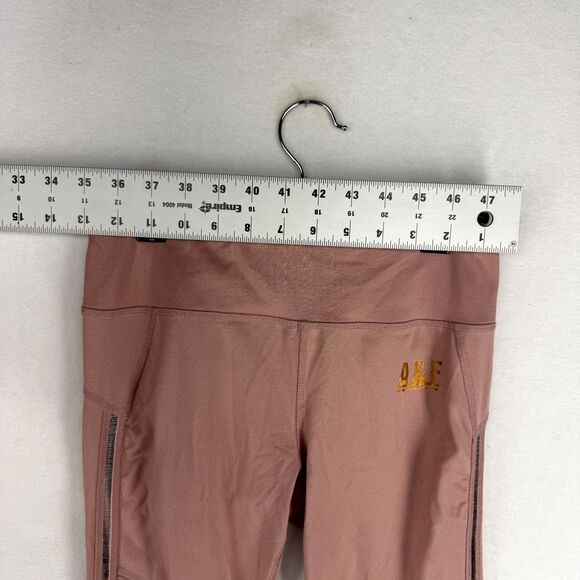 Abercrombie & Fitch Rose Pink Leggings Plastic Ribbed Side Womens Size S - Picture 14 of 14